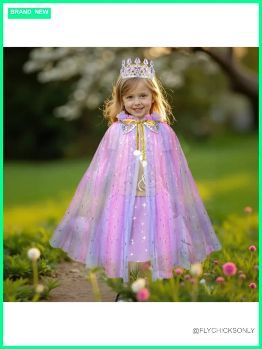 Princess Dress Up Cape & Tutu Set, Mesh Fabric, Pretend Play Costume
